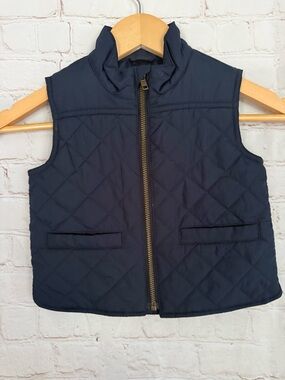Crewcuts Quilted Navy Sleeveless Vest Boys  Size 2 Classic Zip Front Preppy